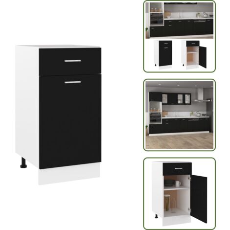 Holzwerkstoff - vidaXL Schubunterschrank Lyon Schwarz 40x46x81,5 cm Holzwerkstoff - Küchenorganisation