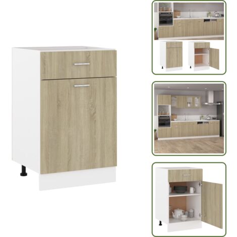Holzwerkstoff - vidaXL Schubunterschrank Lyon Sonoma-Eiche 50x46x81,5 cm Holzwerkstoff - Sonoma-Eiche