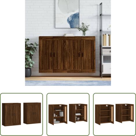 Holzwerkstoff -  Wandschränke 2 Stk. Braun Eichen-Optik Holzwerkstoff