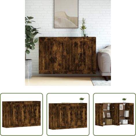 Holzwerkstoff -  Wandschränke 2 Stk. Räuchereiche Holzwerkstoff