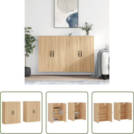 Holzwerkstoff -  Wandschränke 2 Stk. Sonoma-Eiche Holzwerkstoff