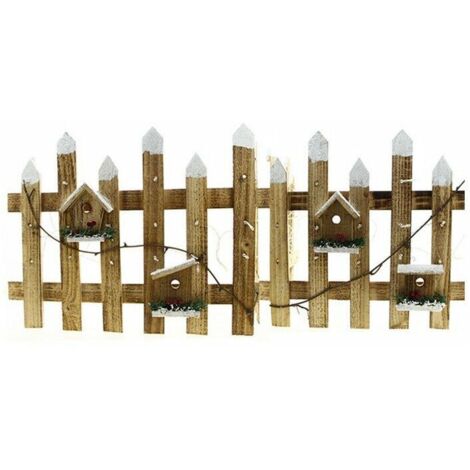 Holzzaun 30 LED 98x4x40 cm - Marrón -