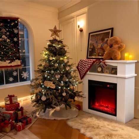 HOMAVO Cheminée électrique 18 pouces avec meuble blanc