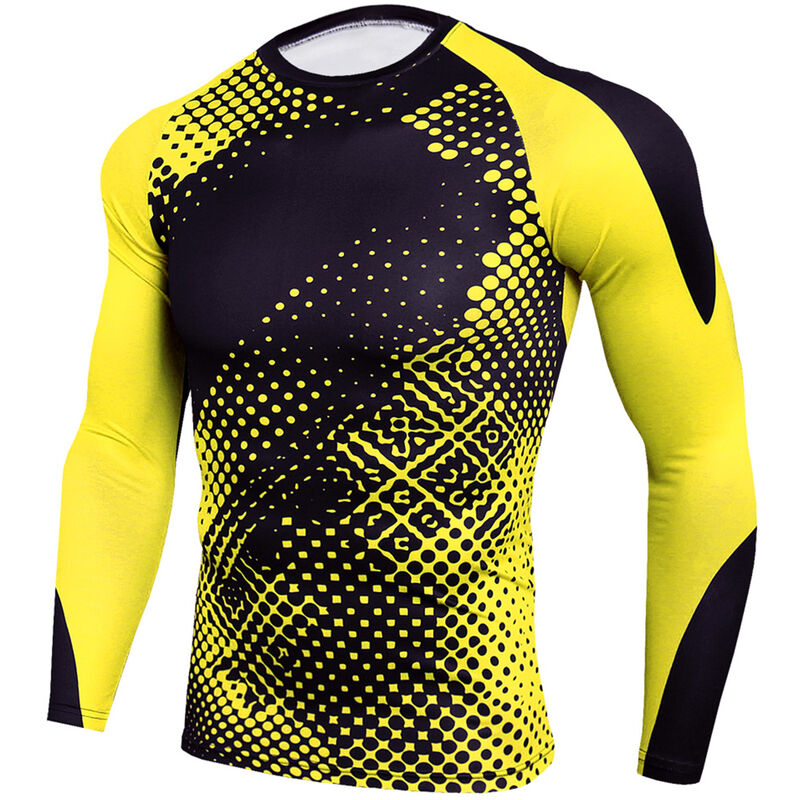 

Hombres Camisas de manga larga O-cuello Raglan Impreso Elastico Camisetas deportivas de secado rapido Correr Atletas Tops casuales,Amarillo, 2X-Large