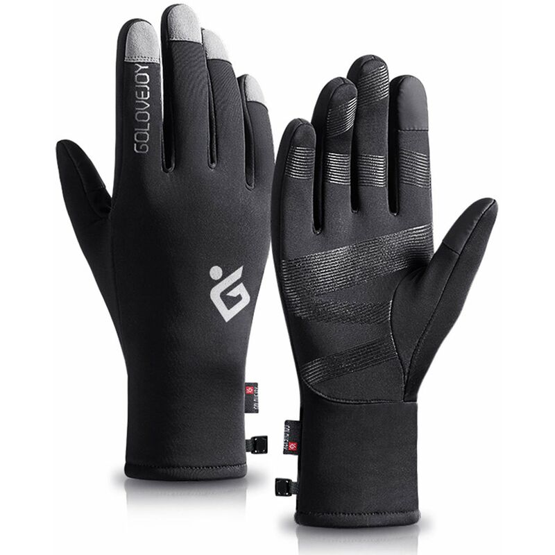 

Hombres Guantes de invierno con pantalla tactil Guantes deportivos termicos impermeables de lana antideslizante,Negro, XXL