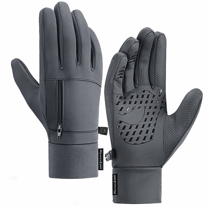 

Hombres Guantes impermeables de invierno Bolsillo con pantalla tactil Guantes deportivos termicos antideslizantes de vellon,Gris, XL