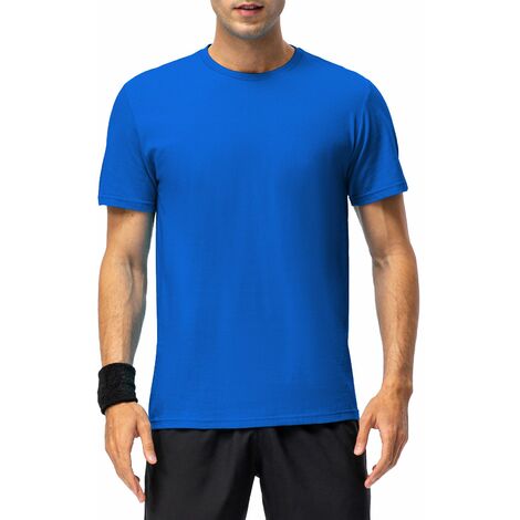 Hombres Mujeres Camiseta de manga corta O Cuello Camisas de algodón sólido para calles deportivas casuales (Azul real-XX-Large)