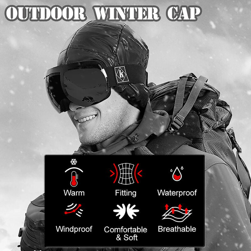 

Hombres Mujeres Gorra de invierno al aire libre Fleece grueso Calido impermeable A prueba de viento Ciclismo Patinaje Esqui Beanie Hat,Azul oscuro,