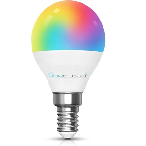 Homcloud Lampadina Smart Wi-Fi Intelligente LED Multicolore + Bianco Caldo E14 G45 dimmerabile, controllo remoto con APP, Smart Life, Alexa o Google