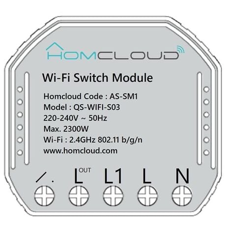ELETTROSERVICE Homcloud Modulo Interruttore Wi-Fi Intelligente Da Inserire Nella Scatola Elettrica 503