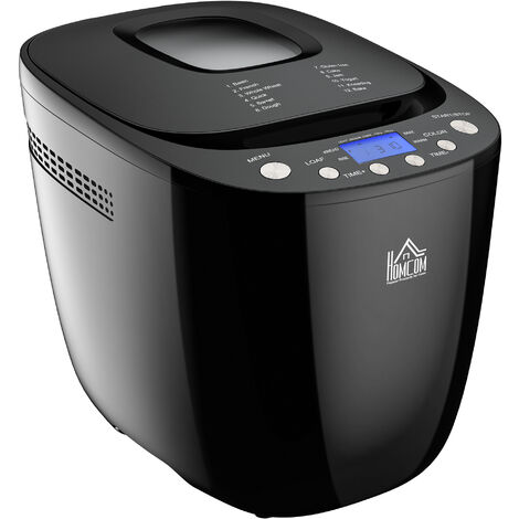 HOMCOM 12-in-1 Programmed Bread Maker w/ Timing and Warming Function Black