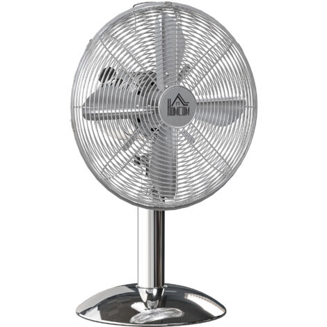 "HOMCOM 12"" Metal Desk Fan with 3 Speed Settings, Wide-Angled Oscillation"