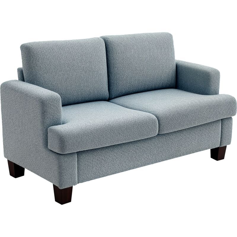 HOMCOM 138 cm Chenille Fabric Loveseat Sofa with S-springs, Light Grey