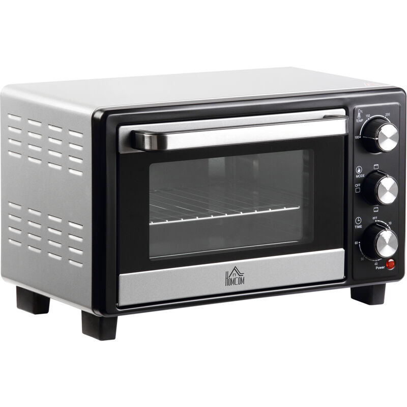 Mini Oven 16L Countertop Oven w/ Adjustable Temp Timer 1400W Silver - Homcom