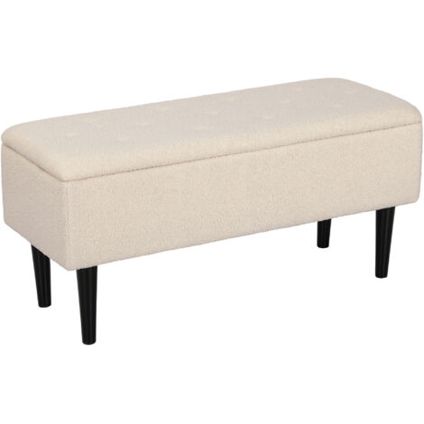"HOMCOM 15"" Ottoman Storage Box with 57L Storage Capacity, Cream White"