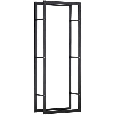 HOMCOM 150cm Metal Firewood Log Holder Rack Elevated Design, Base Side Rails