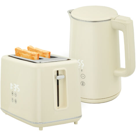 HOMCOM 1.5L 3000W Fast Boil Electric Kettle and 2 Slice Toaster Set, Beige