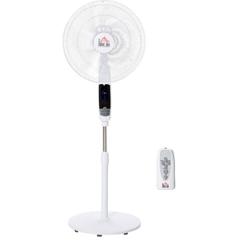 HOMCOM 16 Inch Pedestal Fan Height Adjustable 7.5h 85° Oscillation LED Panel
