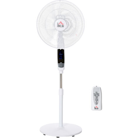 HOMCOM 16'' Pedestal Fan Height Adjustable 85 Degree Oscillation LED Panel