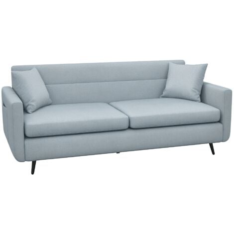 HOMCOM 165cm 2 Seater Sofa for Living Room Loveseat Sofa with Pockets for Bedroom Blue
