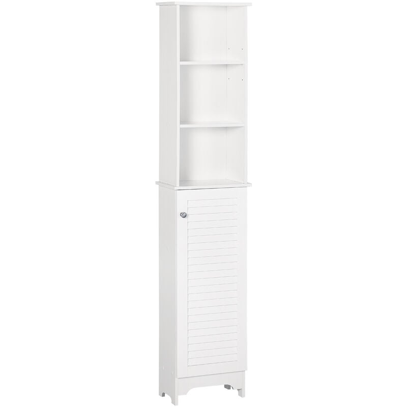 165cm Freestanding Slimline Bathroom Storage Cabinet w/ 6 Shelves White - Homcom