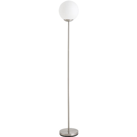 HOMCOM 171cm Glass Globe Floor Lamp Metal Frame Sphere Light Pedal Switch Silver