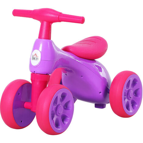 HOMCOM 18-36M Balance Bike Training w/ Rubber Wheels Toy Bin Pink Purple