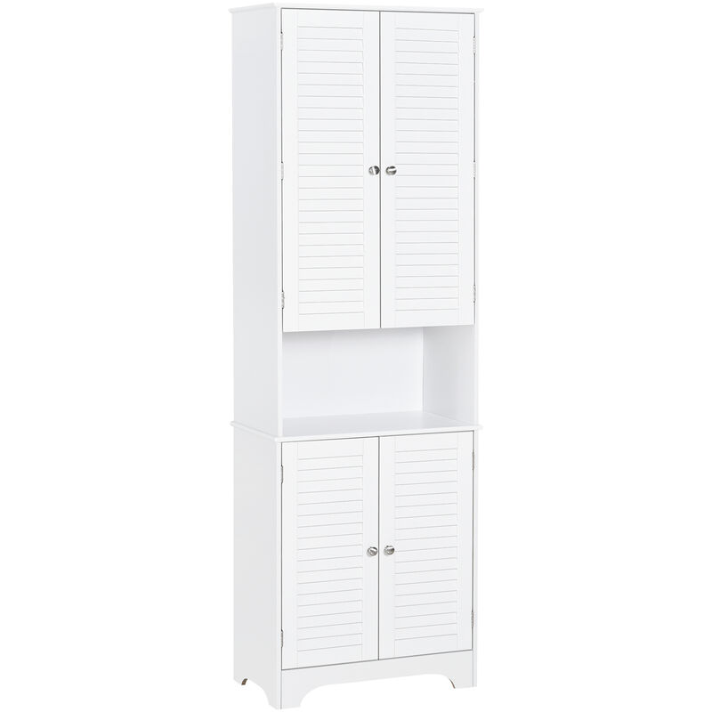 Homcom - 183x60cm Tall Freestanding Bathroom Cabinet Retro 3 Compartments White