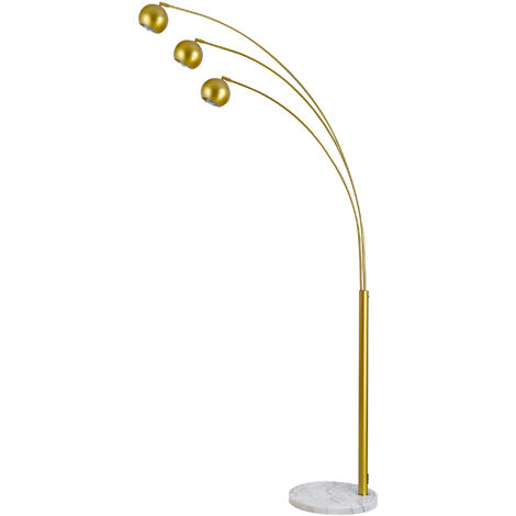 HOMCOM 198cm 3-Branch Futuristic Floor Lamp Metal Frame w/ Marble Base Gold