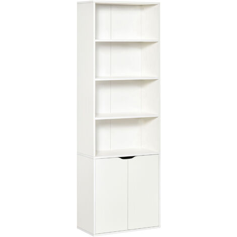 HOMCOM 2 Door 4 Shelves Bookcase Wooden Storage Cabinet Display Unit White