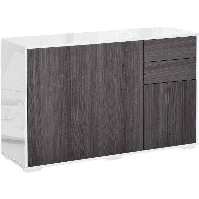 2 Drawer 2 Cupboard Freestanding Storage Cabinet Home Organisation White & Grey - Homcom
