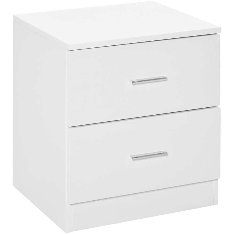 2 Drawer Modern Bedside Table Side Nightstand Cabinet Storage Bedroom Furniture White - Homcom