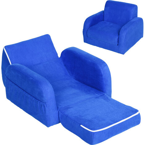 HOMCOM® 2-in-1 Kindersessel Minisessel Kindersofa für 3-6 Jahre alt 51x45x38cm Blau