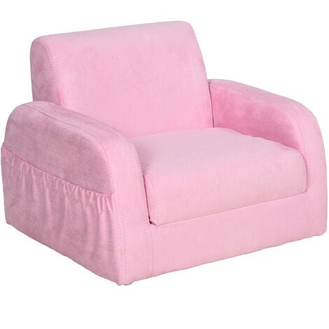 HOMCOM® 2-in-1 Kindersessel Minisessel Kindersofa für 3-6 Jahre alt 51x45x38cm Rosa