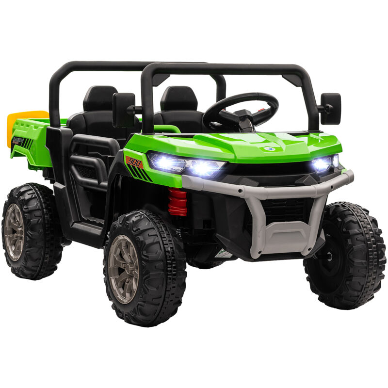 Homcom - 2 Seater Kids Ride-On Car with Electric Bucket 12V Battery Powered utv Green