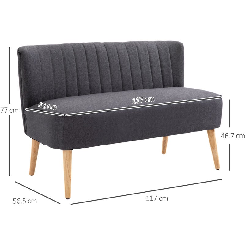 Homcom 2 Seater Modern Double Seat Sofa Bed Loveseat Couch Compact Seat Sofa Bed Loveseat Couch