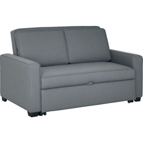 HOMCOM 2 Seater Sofa Bed Click Clack Couch Sleeper for Living Room Grey