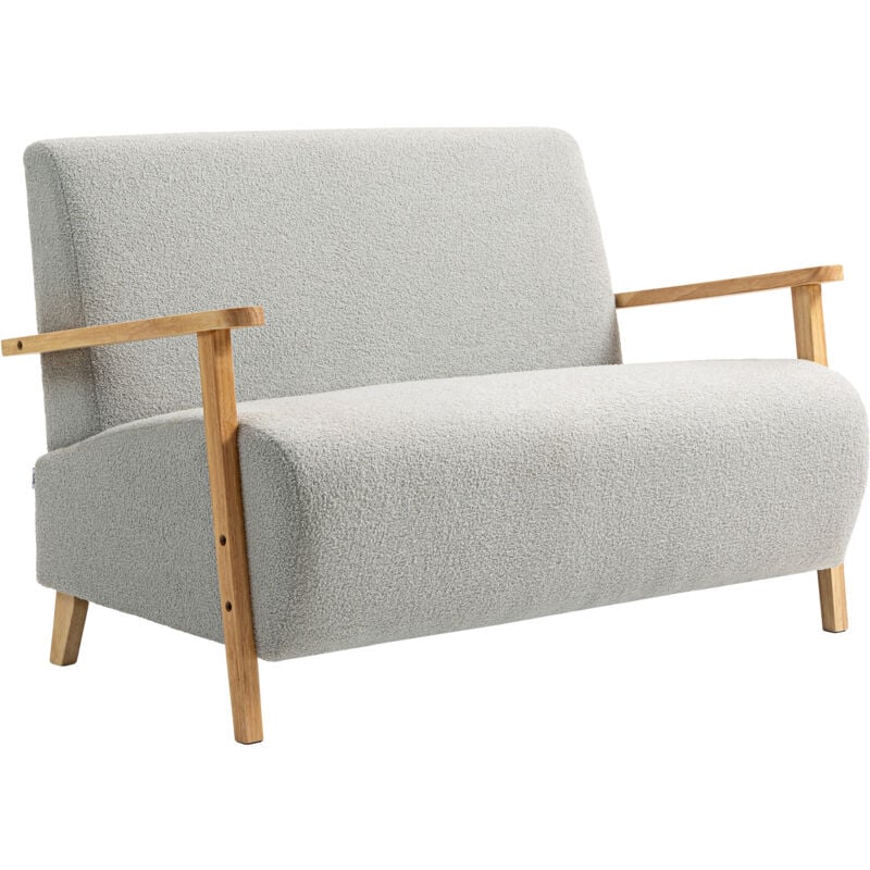 2 Seater Sofa, Fabric Modern Loveseat for Living Room, Grey - Homcom