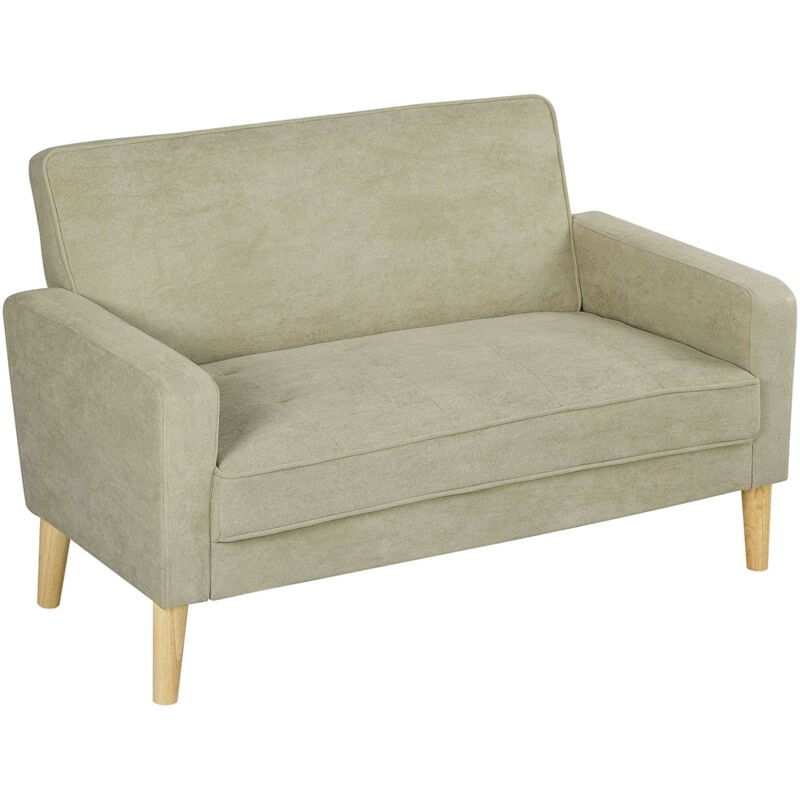 Homcom - 2 Seater Sofa, Velvet-Feel Upholstered Loveseat for Small Space, Beige