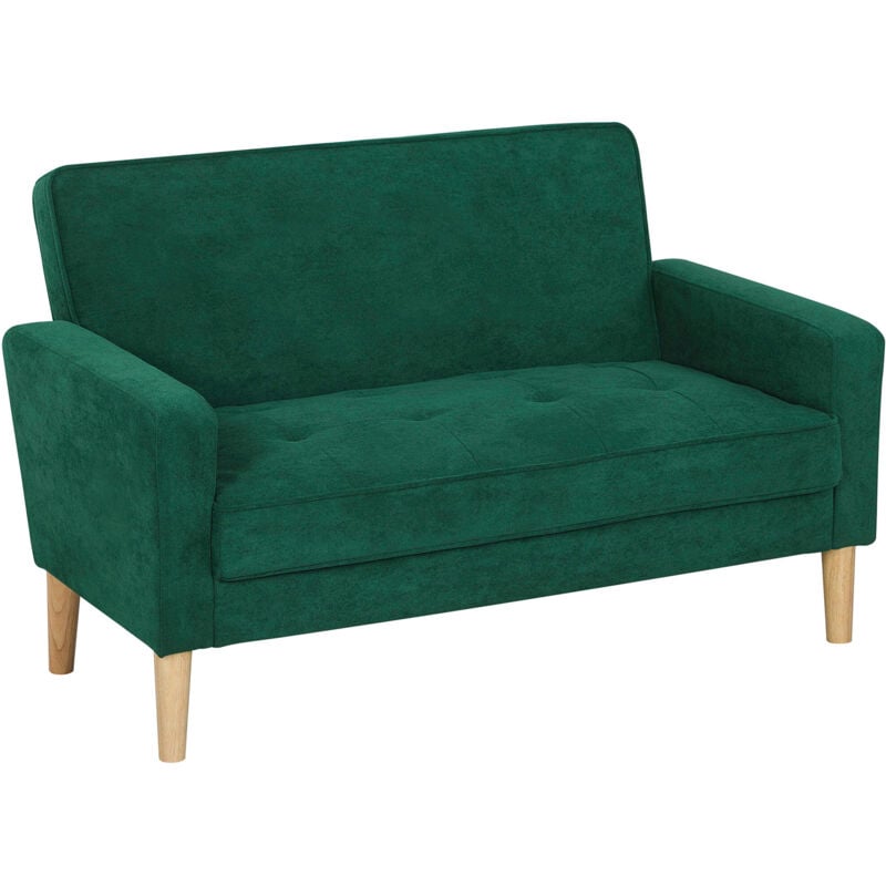 Homcom - 2 Seater Sofa, Velvet-Feel Upholstered Loveseat for Small Space, Green