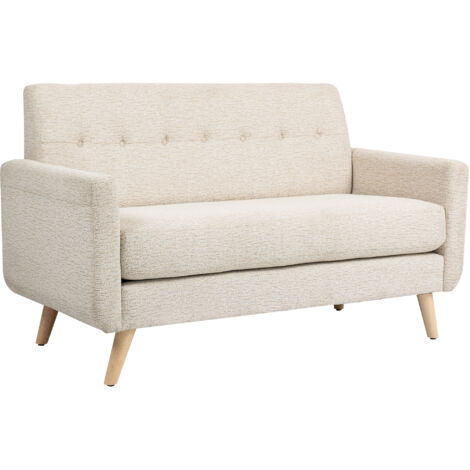 HOMCOM 2 Sitzer Sofa, Couch mit Dickem Sitz- und Rückenkissen, Samtoptik, Polstersofa mit Holzbeine, Doppelsofa im Modern-Stil für Wohnzimmer, Schlafzimmer, Beige