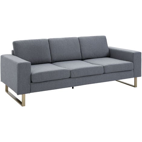 HOMCOM 2 Sitzer Sofa Dreisitzer Stoffsofa mit Kissen Armlehne Leinenoptik für Schlafzimmer 200 x 82 x 78 cm Dunkelgrau