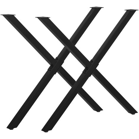 HOMCOM 2 Stück Stahl Tischbeine Tischfüße für Esstisch Schreibtisch Couchtisch Tischgestell in X-Form Schwarz 72cm