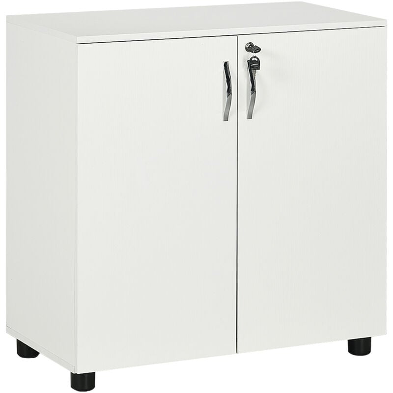 Vinsetto - 2-Tier Locking Office Storage Cabinet File Organisation w/ Handles Keys White