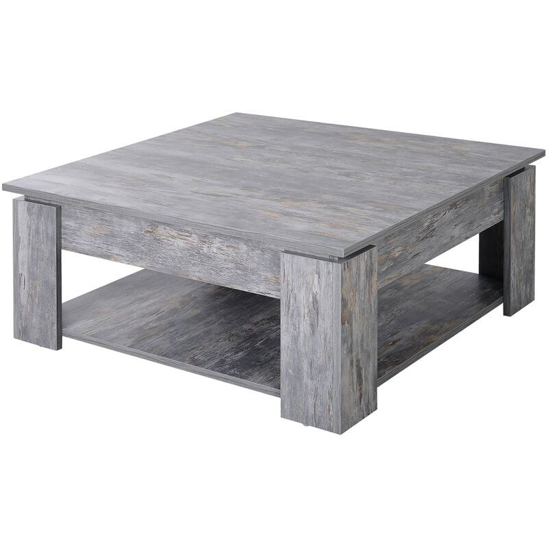 Homcom 2 Tier Modern Wood Coffee Table Side Table Living Room Grey Wood Grain Uk833 5570331