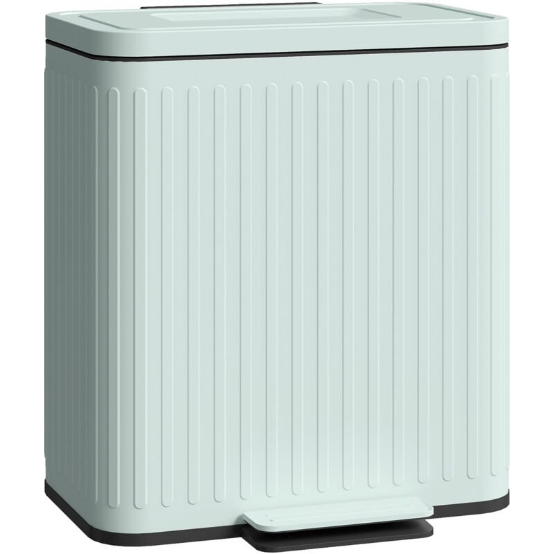 Homcom - 2 x 20L Double Rubbish Bin, Pedal Bin with Soft-Close Lid, Green