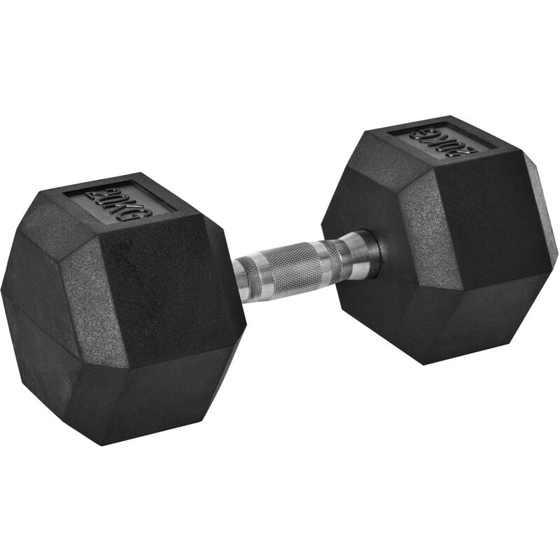 HOMCOM 20KG Single Rubber Hex Dumbbell Portable Hand Weight Home Gym