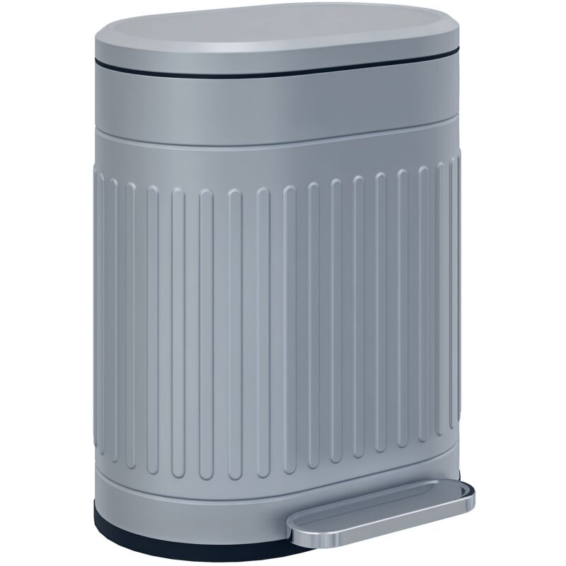Homcom - 20L Pedal Bin, Metal Kitchen Bin with Soft-close Lid, Grey