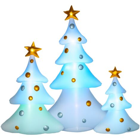 HOMCOM 210cm Aufblasbarer Weihnachtsbaum mit LED-Lichtern 3er Set Aufblasbare Weihnachtsdeko Weihnachtsdekoration Dekoration für Außenbereich Weihnachten Hof, Garten, Rasen
