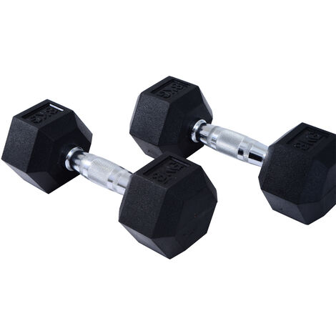 HOMCOM 18kg Steel Dumbbell Set of 2 with Carry Case Adjustable for Body Building Exercise Home Gym Office Black